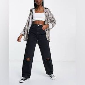 Topshop baggy black baggy jeans new without tag size 28